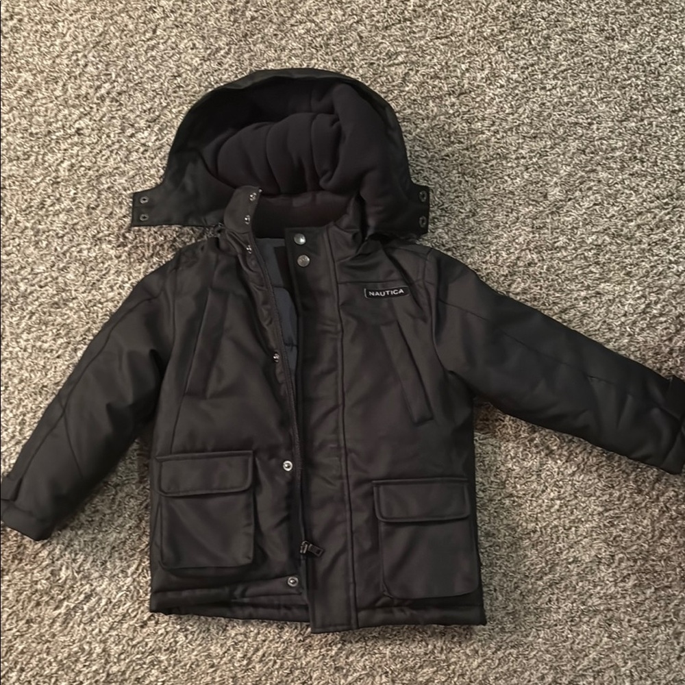 Nautica Kids Black Hooded Jacket - like new size 3t